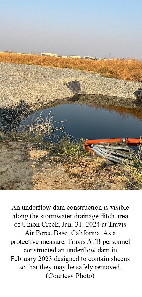 An underflow dam construction along the stormwater drainage ditch area of Union Creek. 